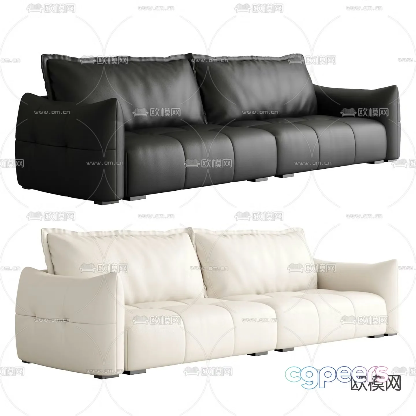 leather sofa loveseat 3d model