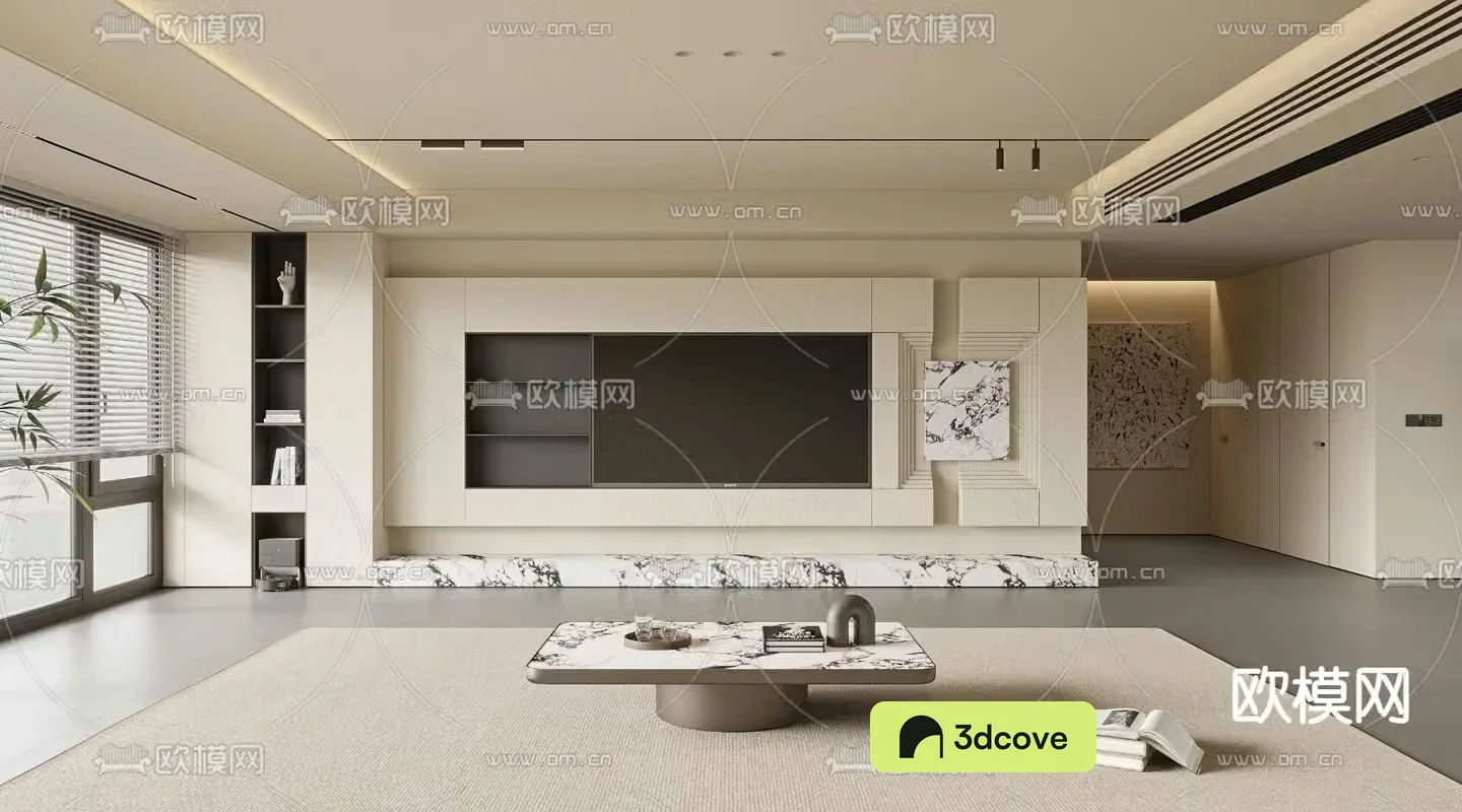 Creamy TV background wall