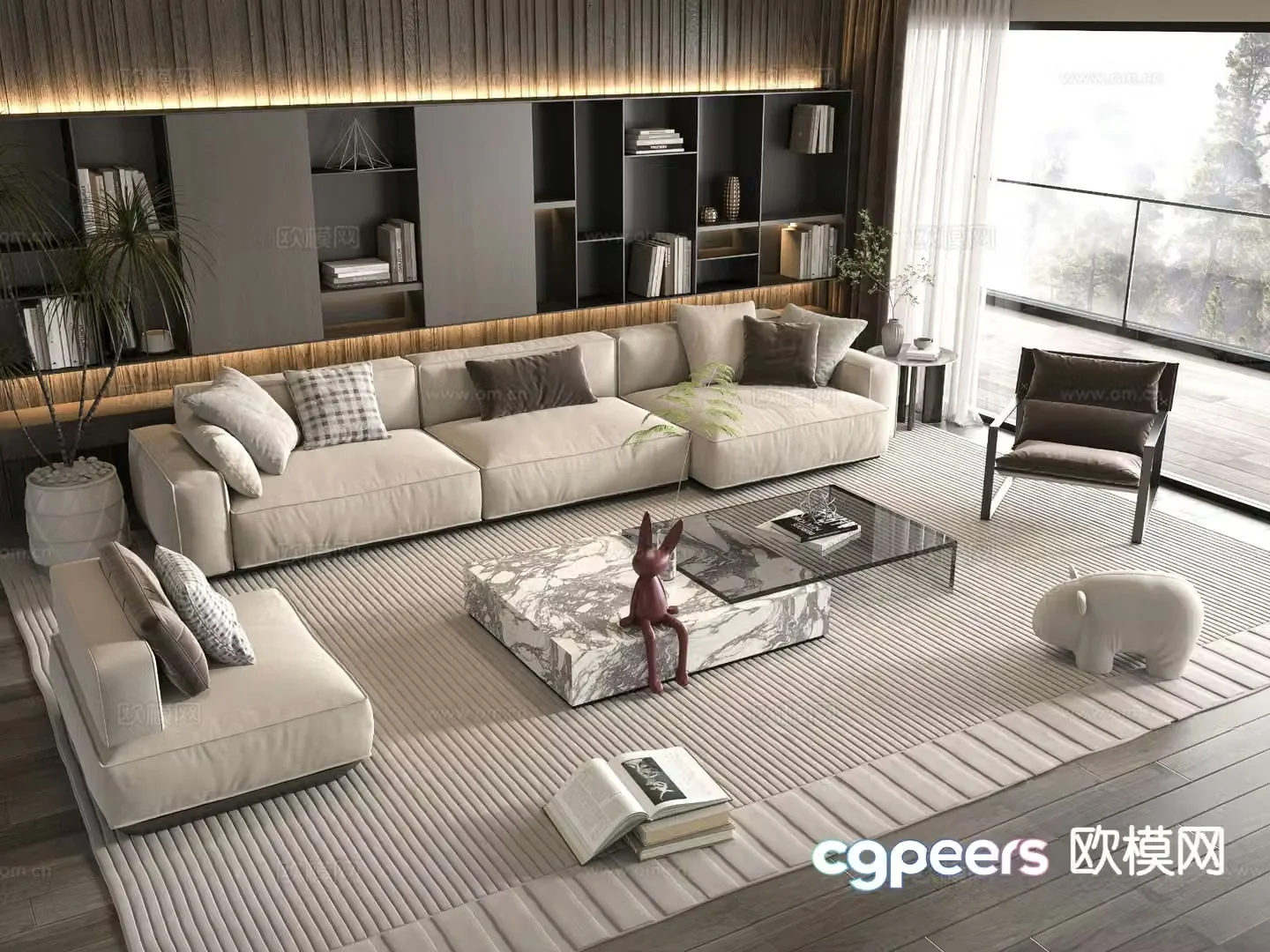 Modern upholstered sofa modular sofa 3d model
