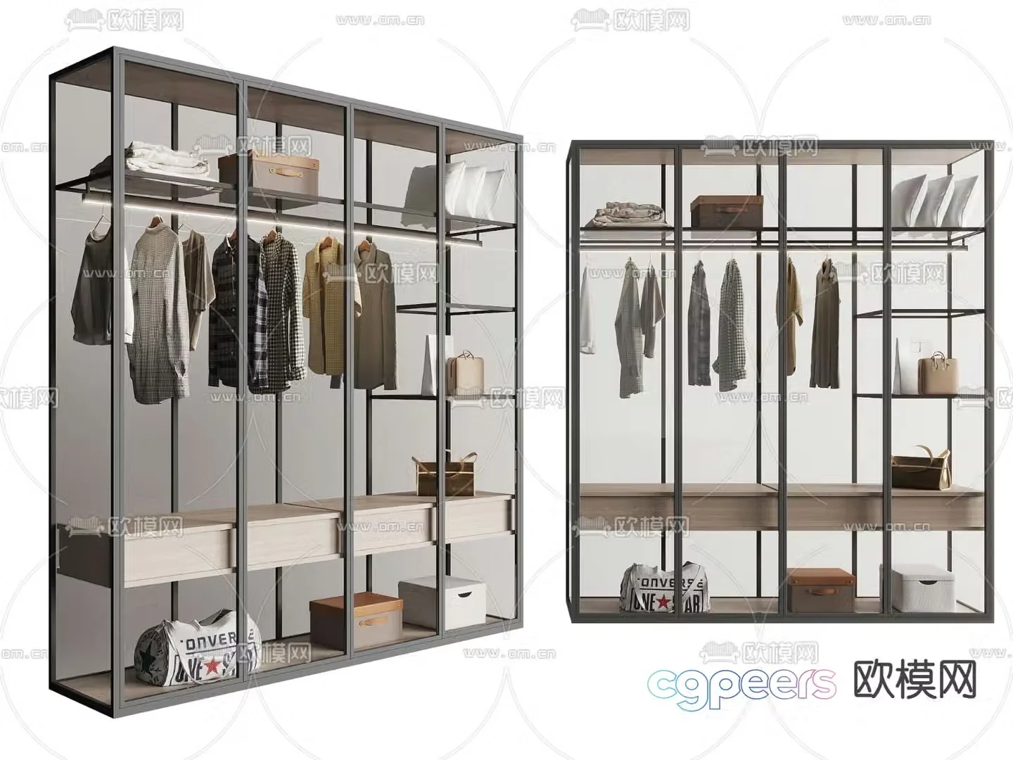 glass wardrobe wardrobe 3d model
