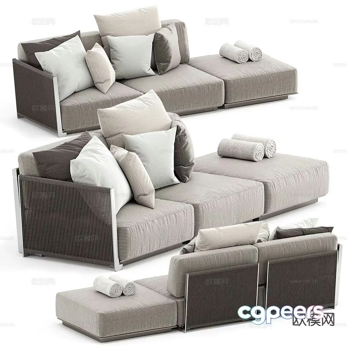 Three seater sofa upholstered sofa 3d model