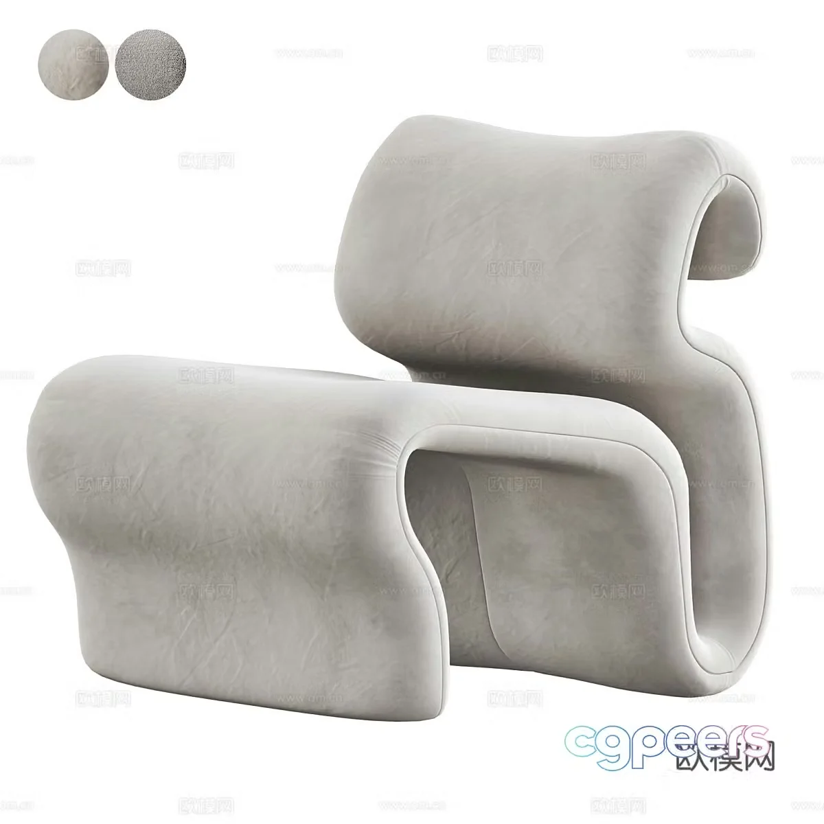 Fabric lounge chair Fabric lounge chair Fabric backrest chair Milk white lounge chair Milk white single chair Fabric 3d model