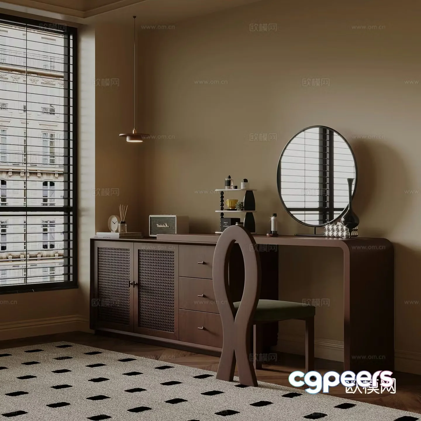 Middle style dressing table 3d model