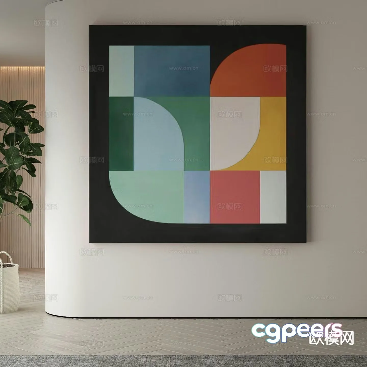 Modern decorative painting geometric hanging painting 3D model
