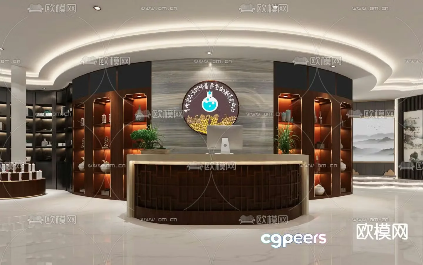 Chinese style smoke hotel 3d model