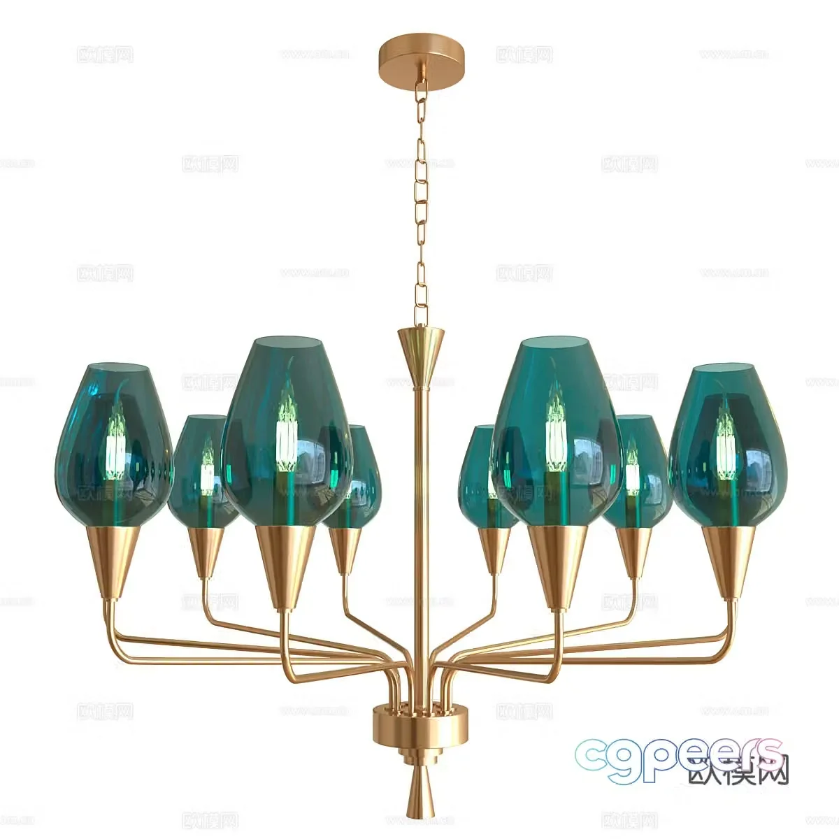 Light luxury glass chandelier 3d model