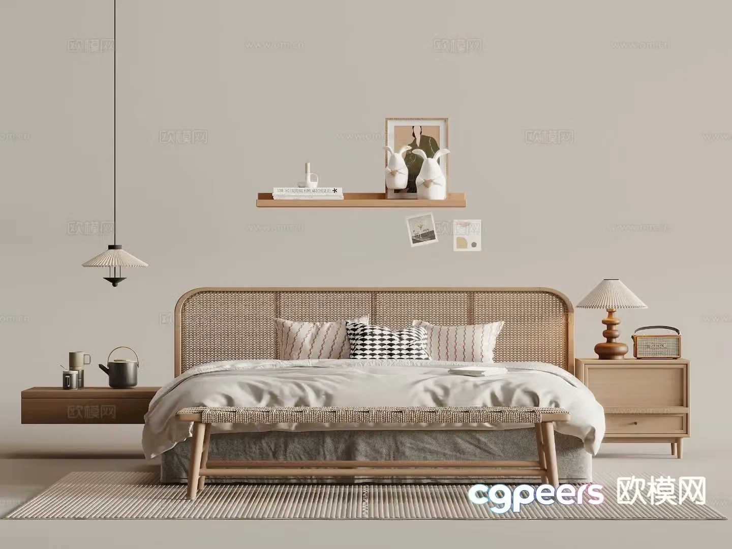 Medieval style double bed 3d model