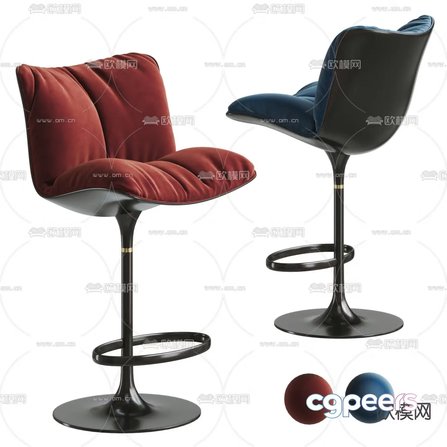 baxter modern bar chair 3d model