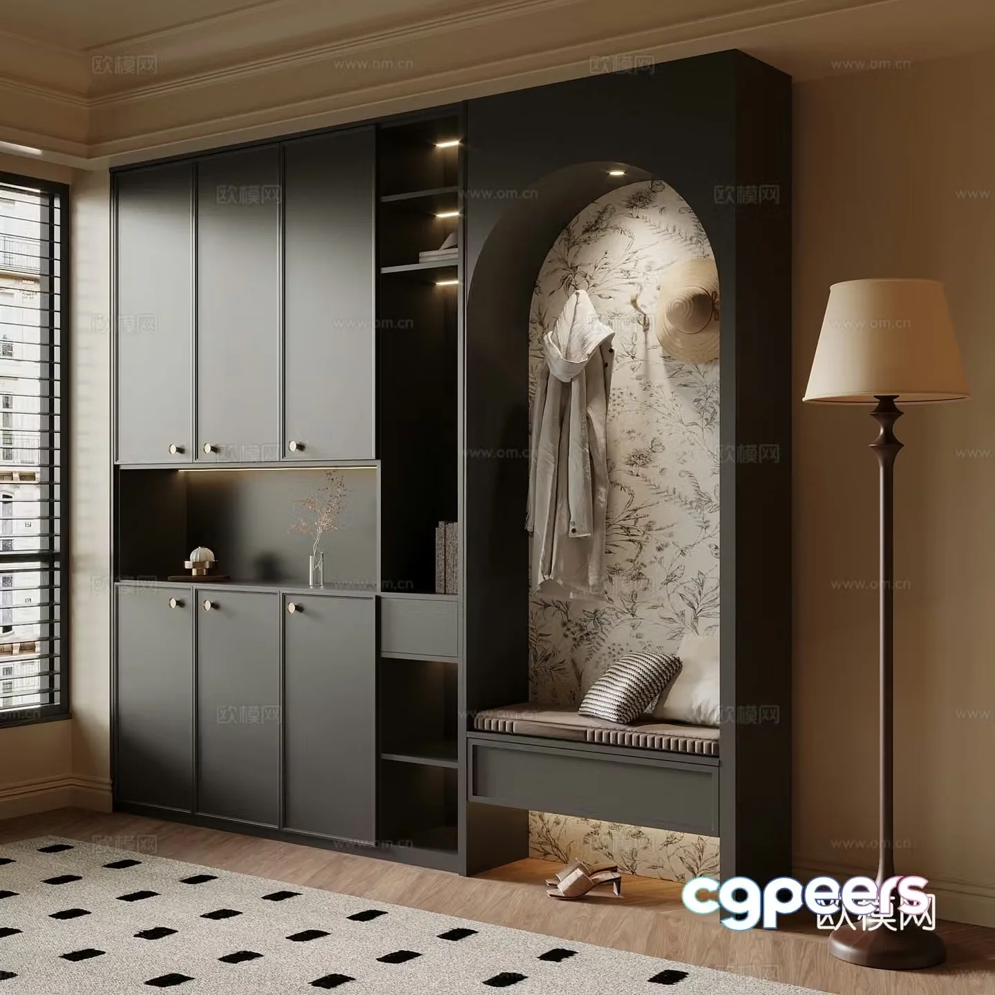 French shoe cabinet 3d model