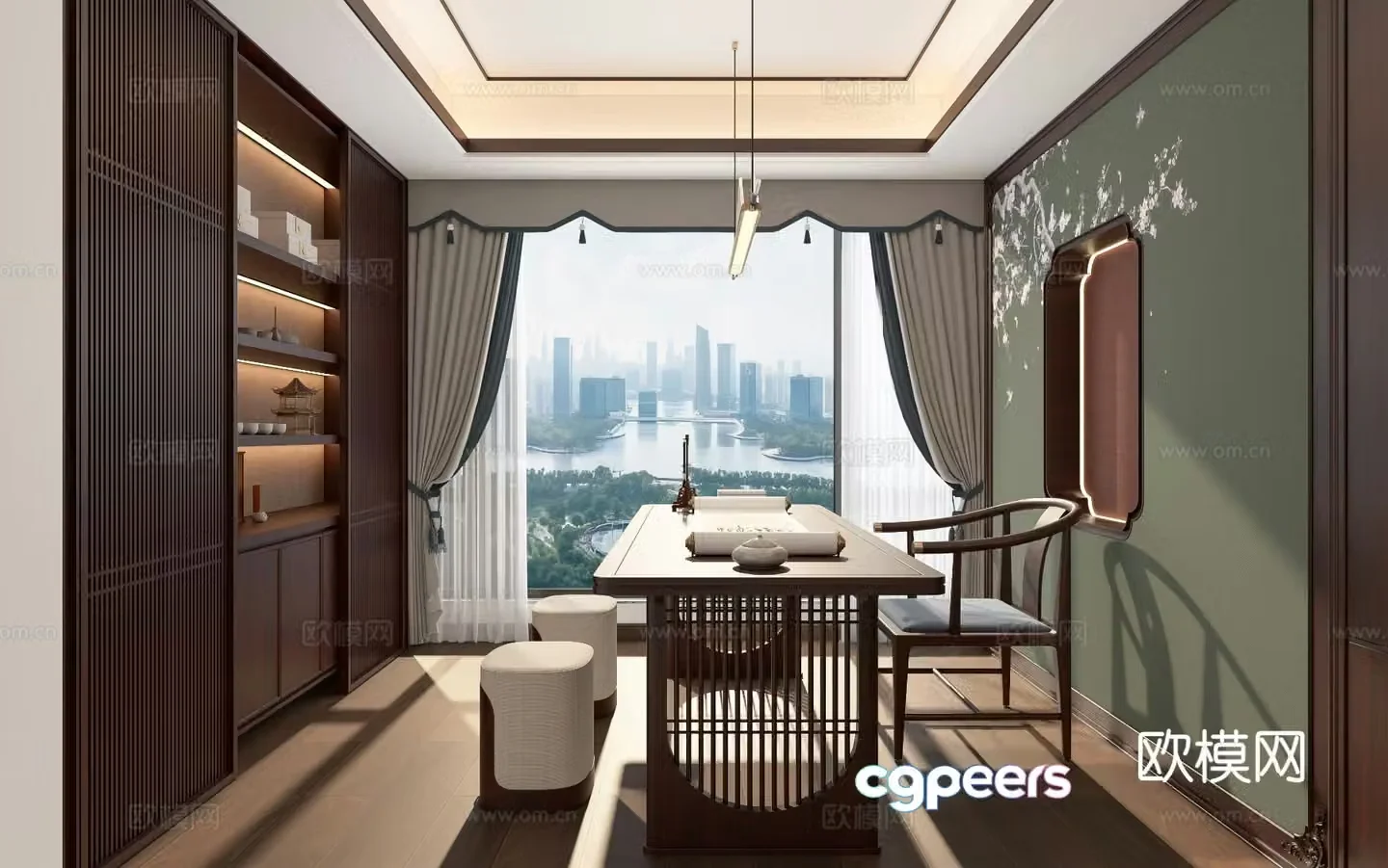 New Chinese style study 3D model