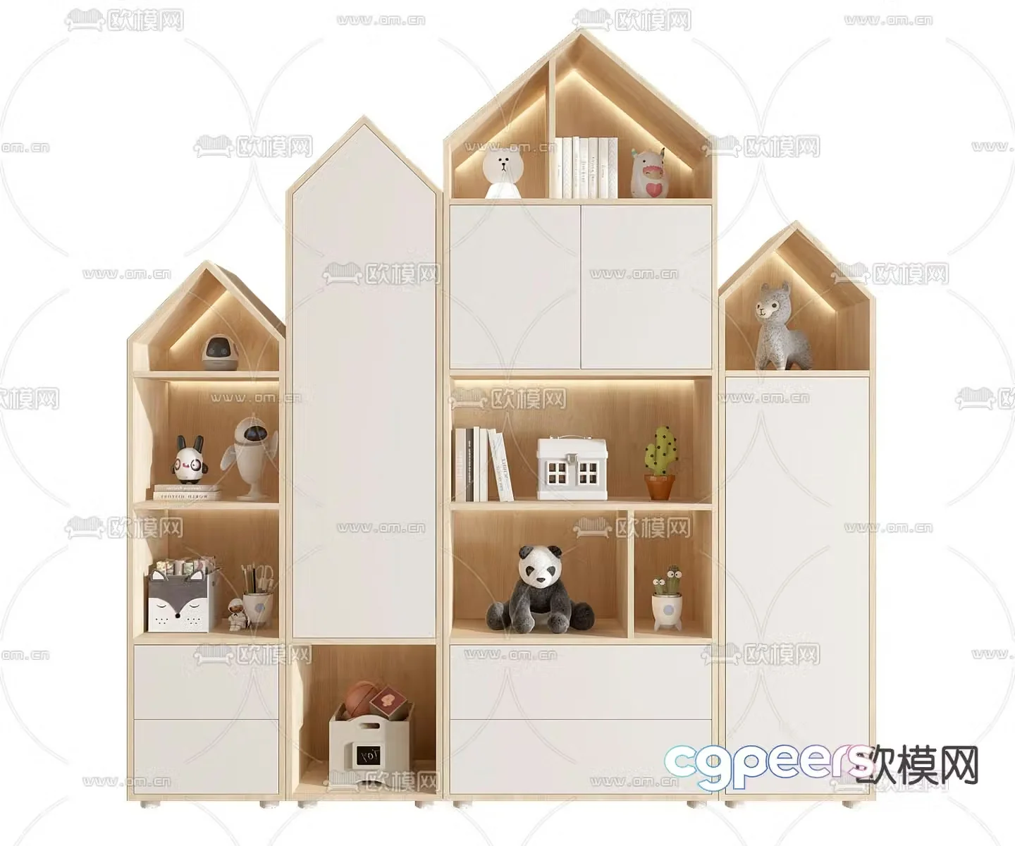 Children’s bookcase storage cabinet 3d model