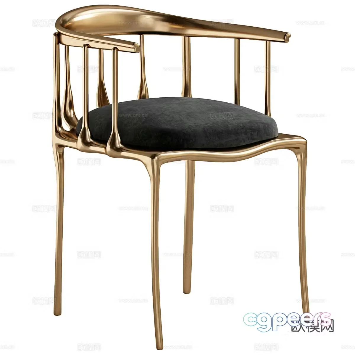 Modern light luxury metal single chair 3d model
