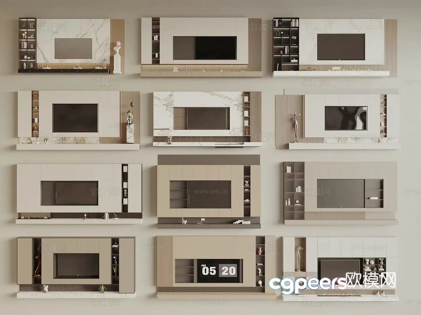 Modern TV background wall 3d model