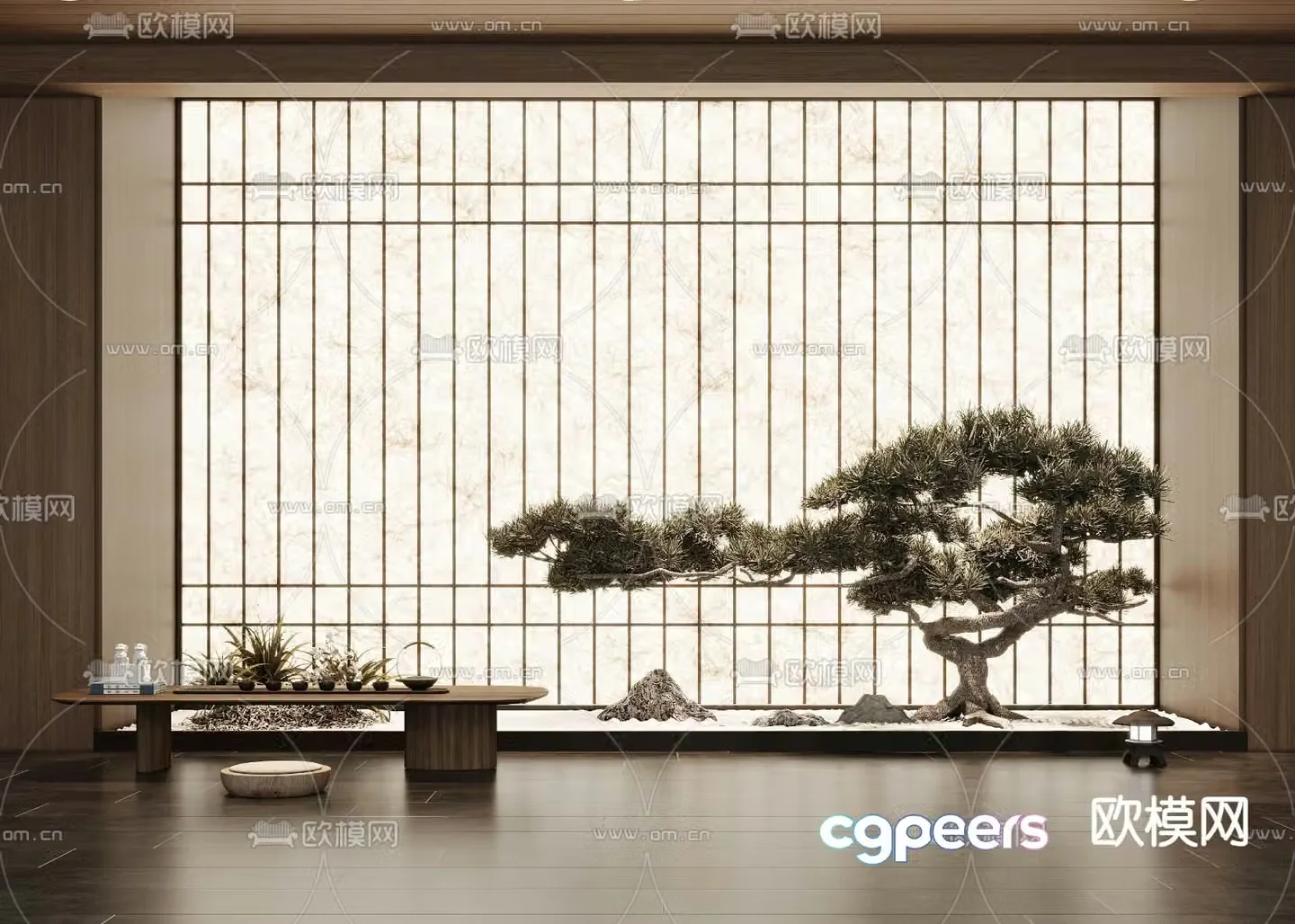 Indoor landscape pine tree landscaping 3d model