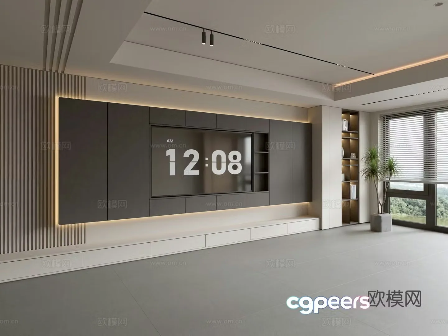 Modern Italian living room light luxury TV background wall full wall TV cabinet 3D model