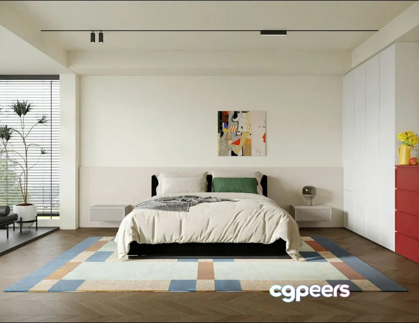 Modern Minimalist Bedroom 3D Model – 16631 – VRAY Render