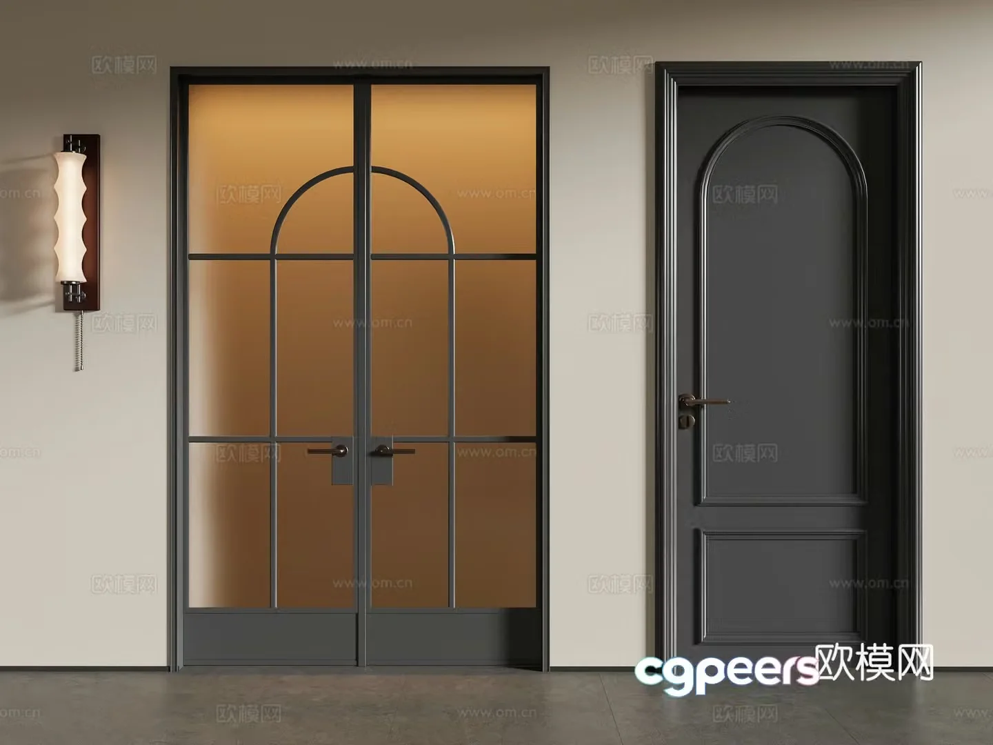 French medieval style double-opening door kitchen door bedroom door 3d model