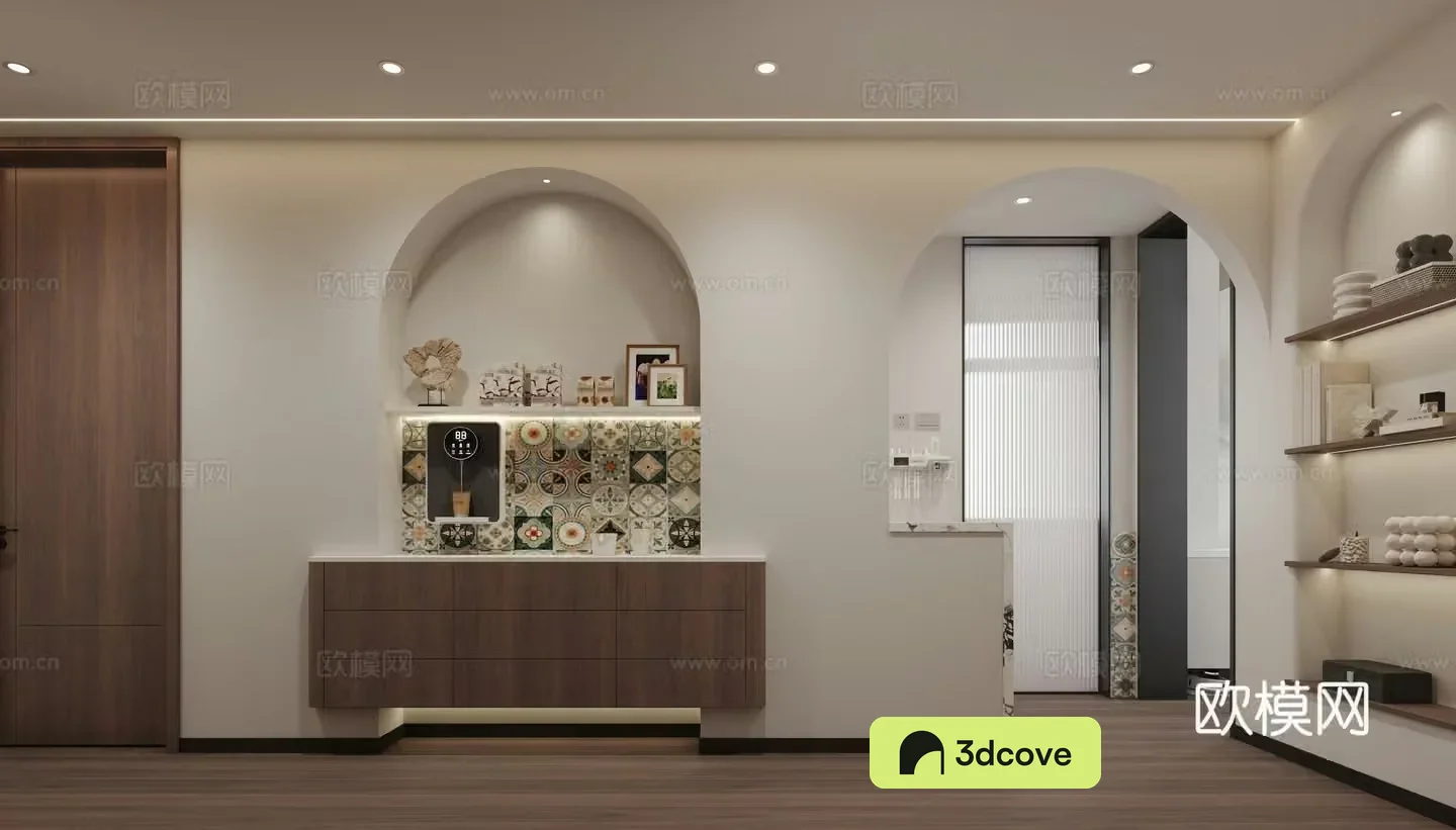 Villa aisle end view