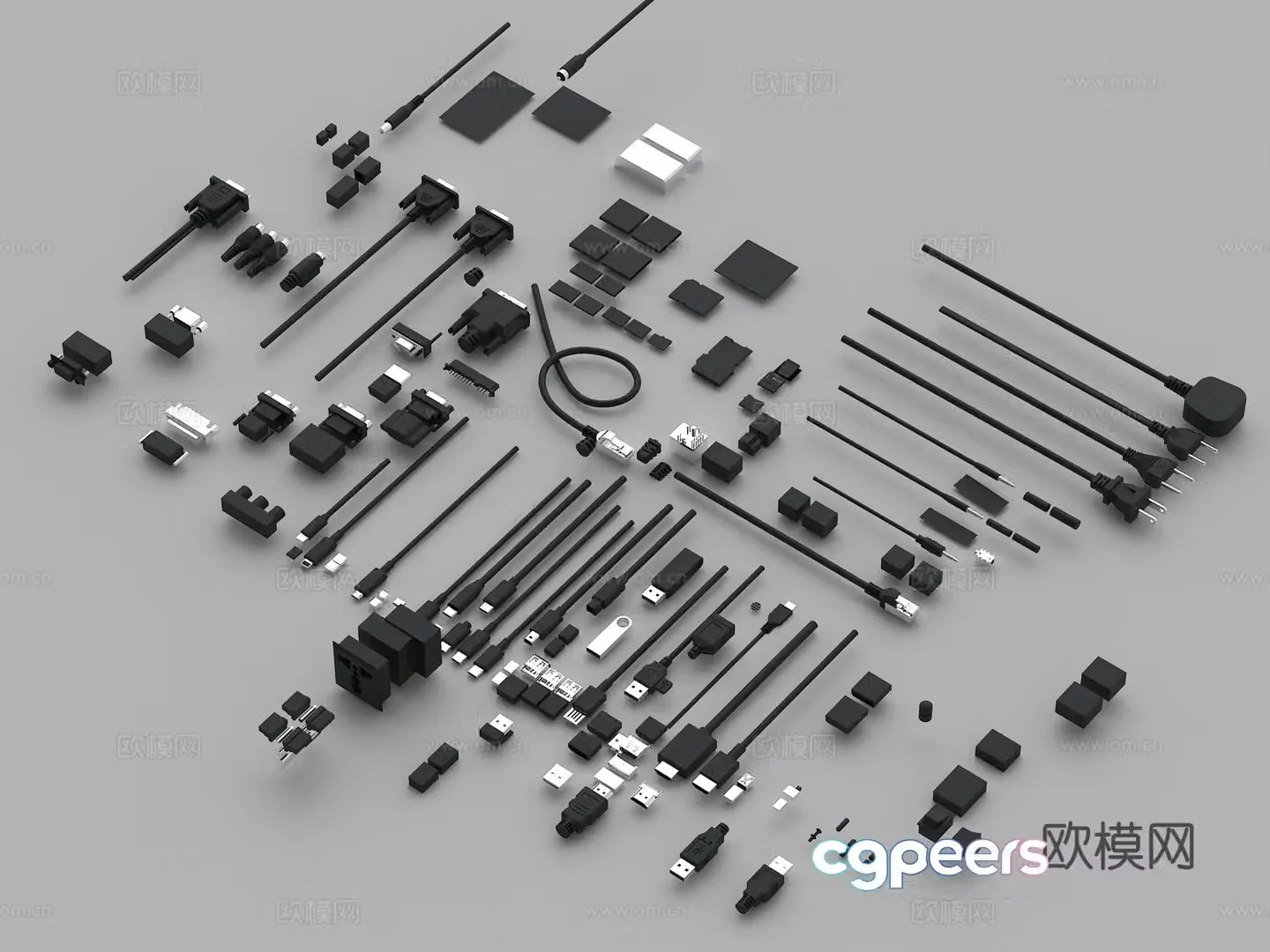 VGA interface DVI interface SD interface SMD interface USB interface 3d model