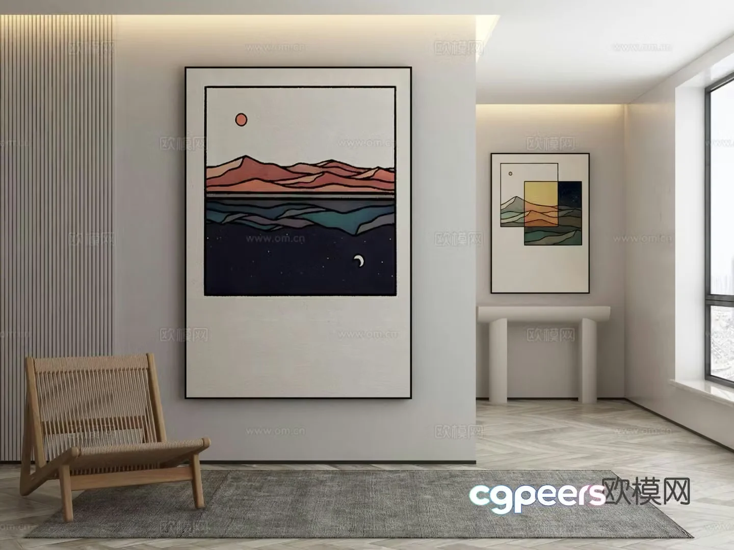 Modern cartoon painting decorative painting 3d model