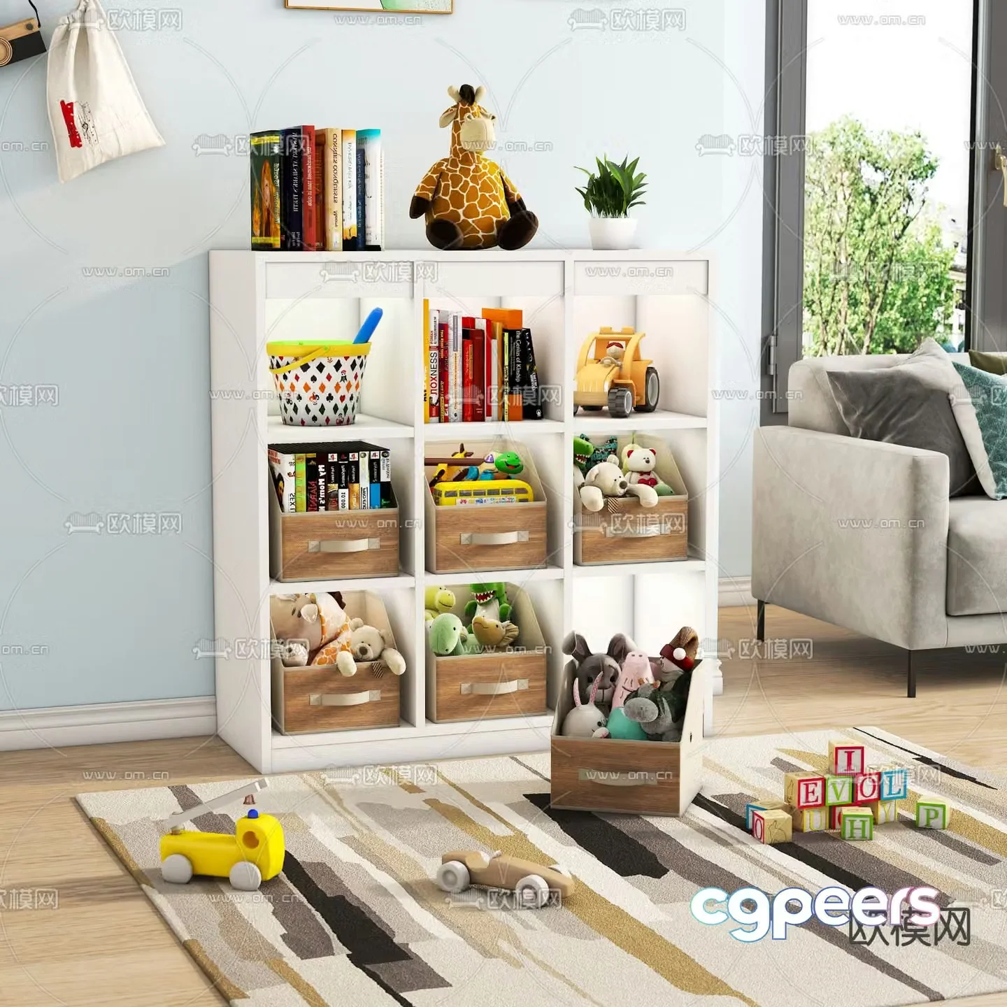 Toy storage box children’s cabinet 3d model