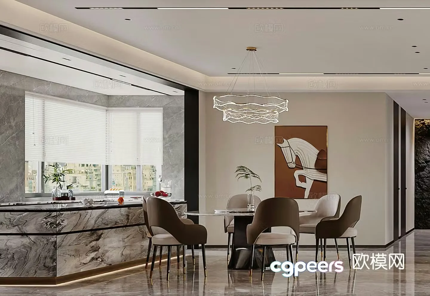 Light luxury restaurant 3D model