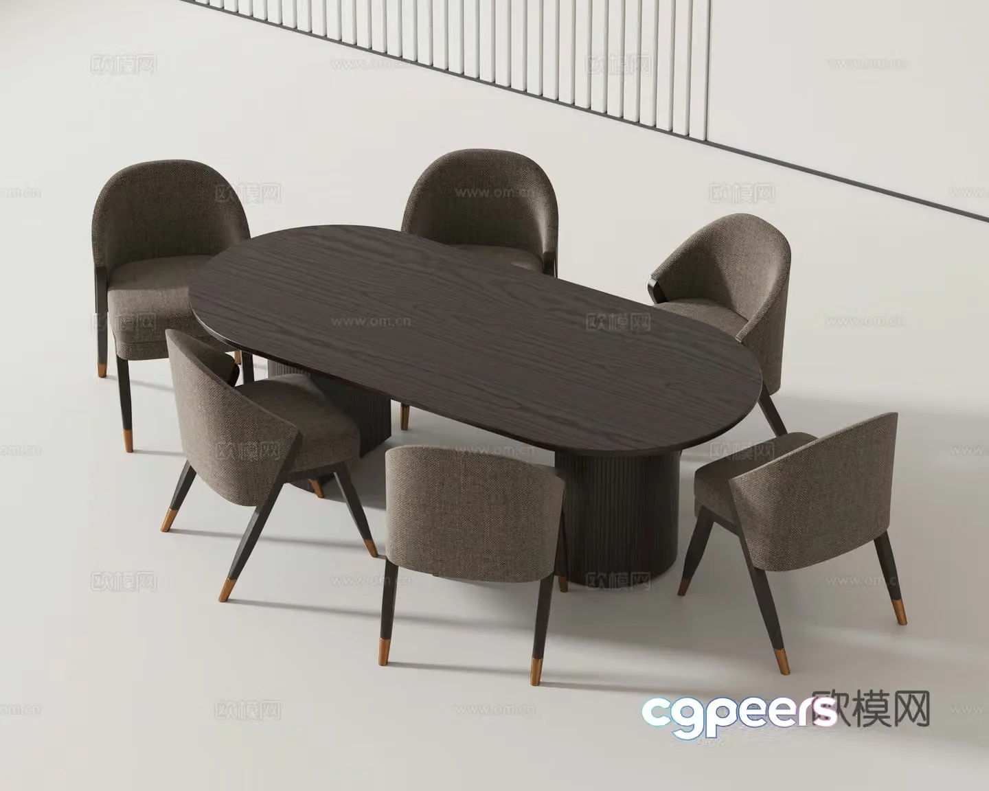 Modern dining table and chairs 3d model