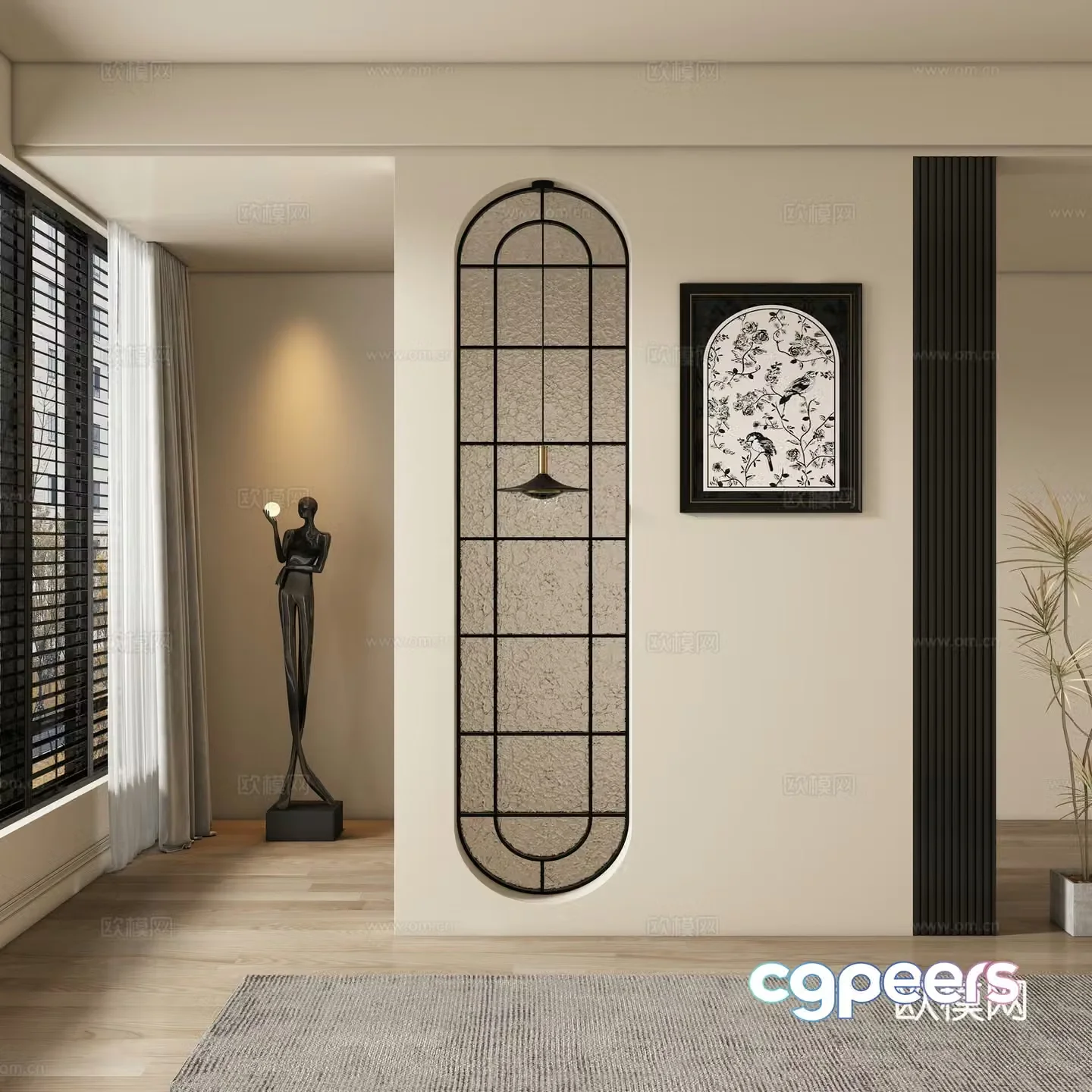 Modern medieval style entrance hallway partition 3D model