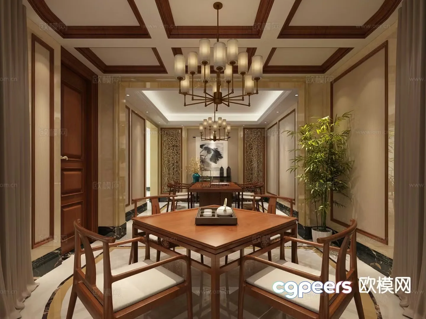 New Chinese tea room 3d model