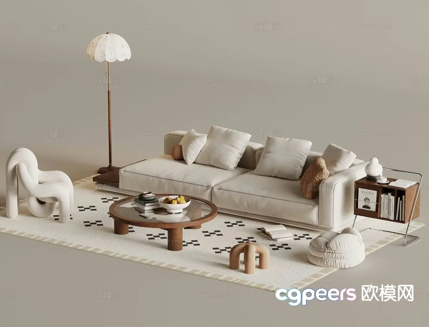 Medieval style modular sofa 3D model