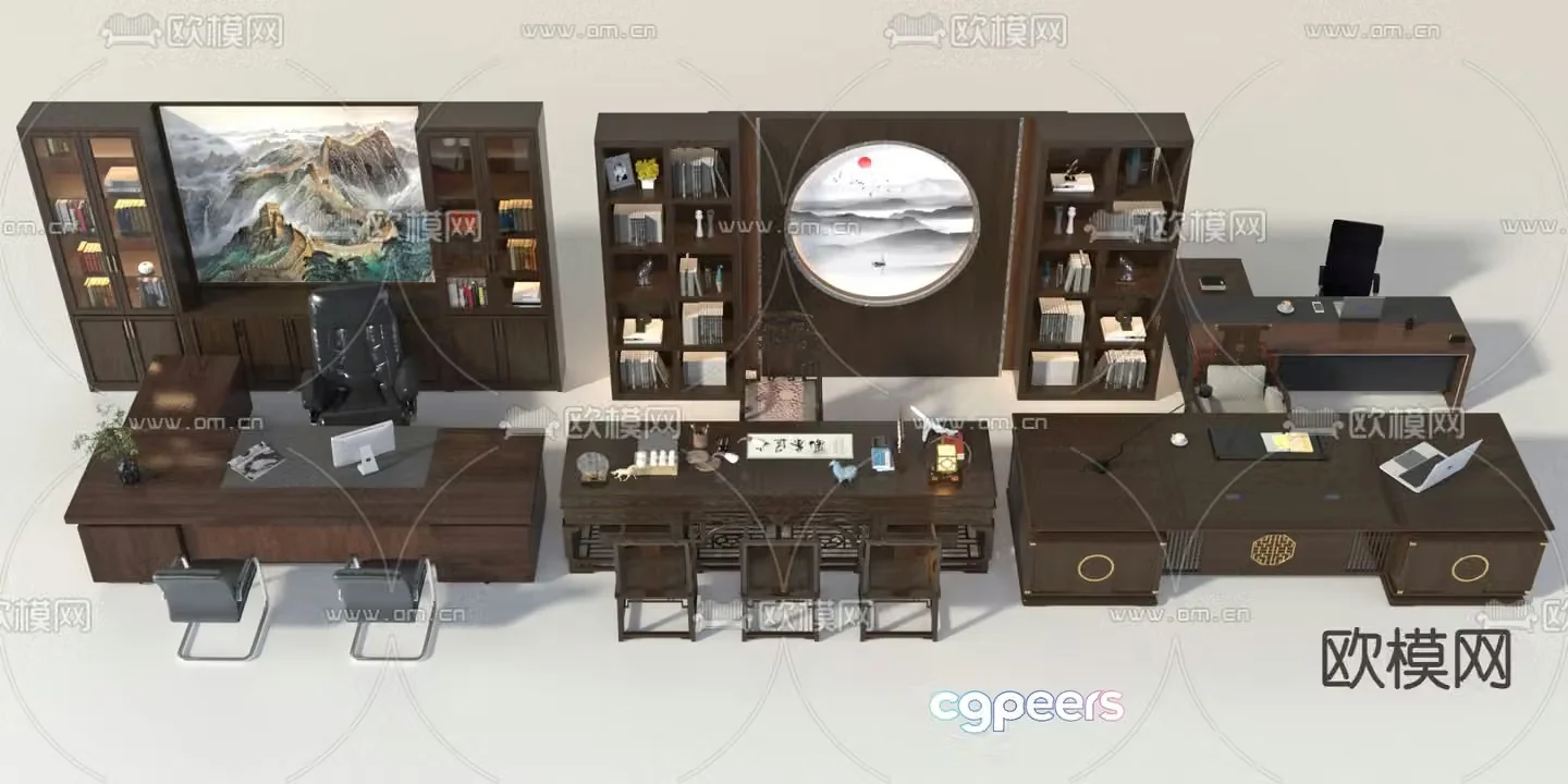Office desk boss desk desk desk 3d model