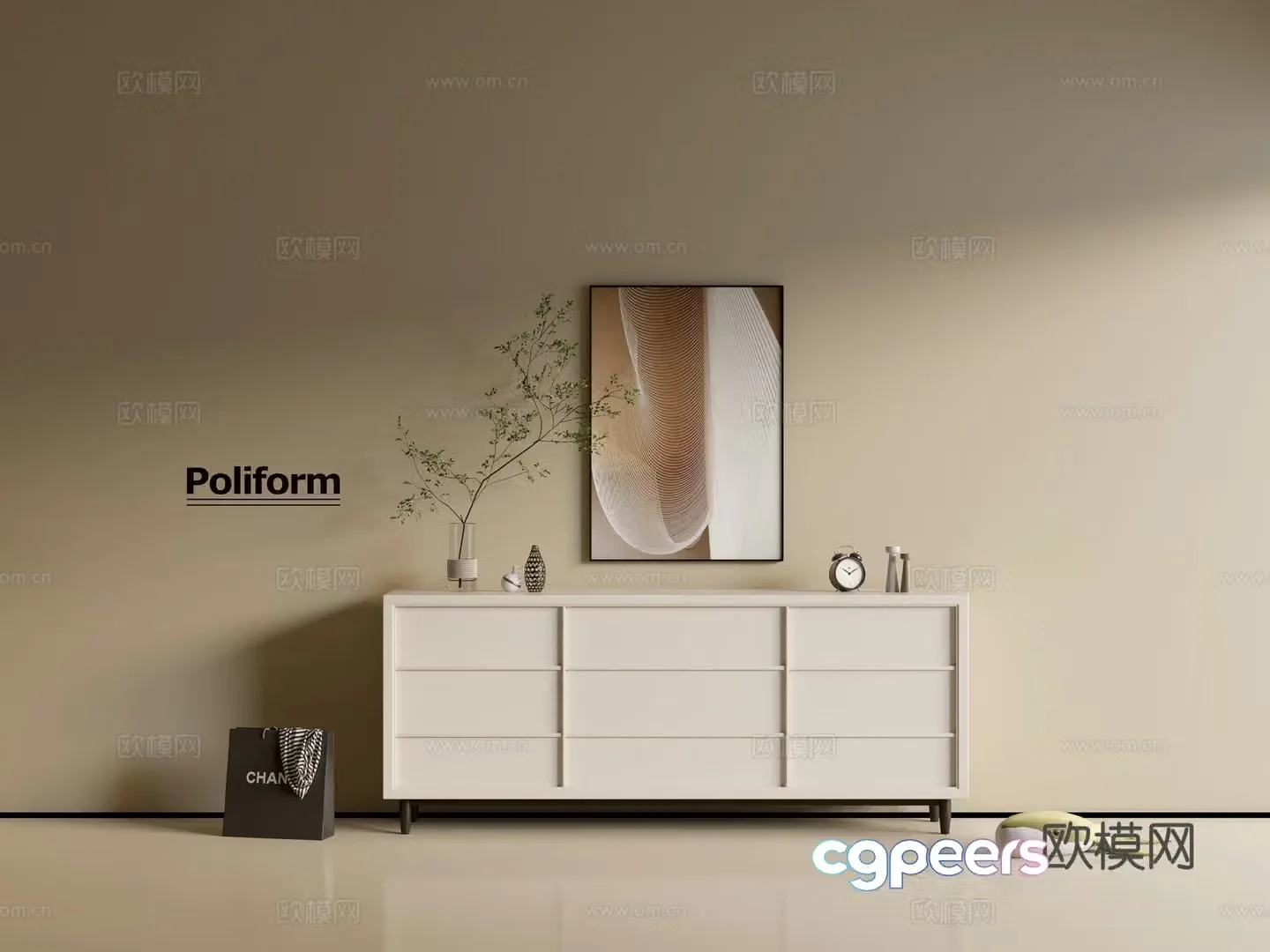 Modern cream wind chest of cabinet ins wind minimalist wind cabinet whole cabinet sideboard balcony cabinet 3d model