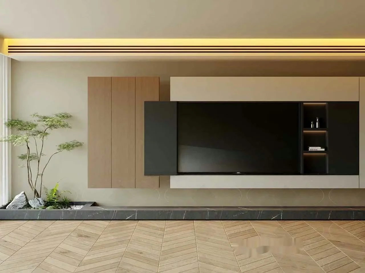 Modern Tv Wall Unit 3D Model – 17237 – CORONA Render