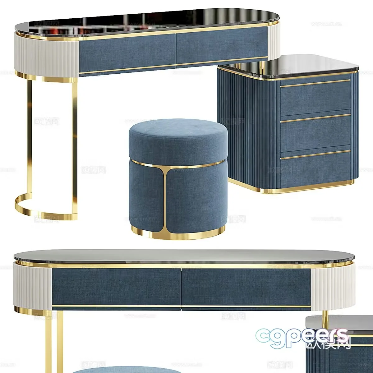 Modern Italian light luxury dressing table 3D model
