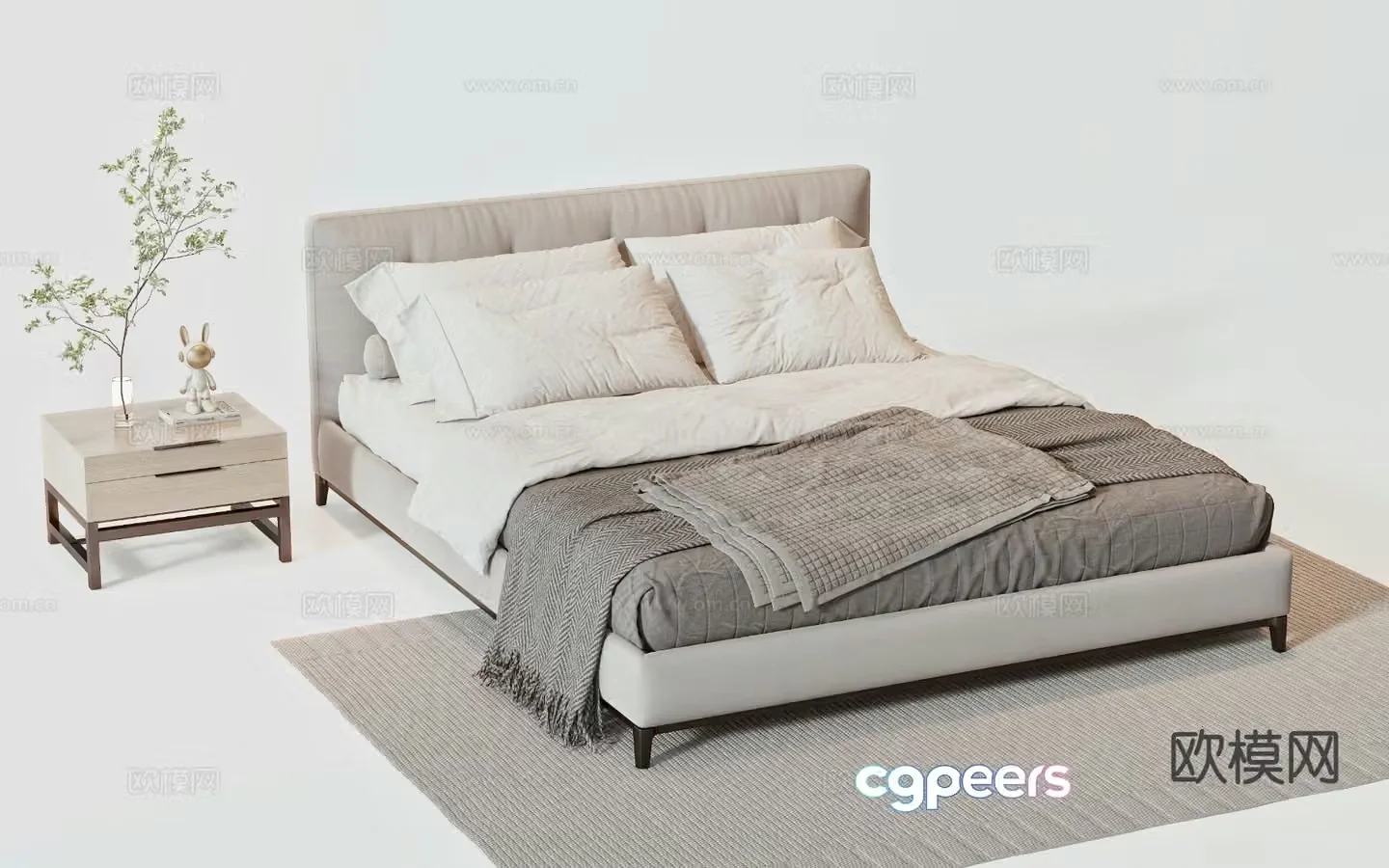 Modern double bed 3d model