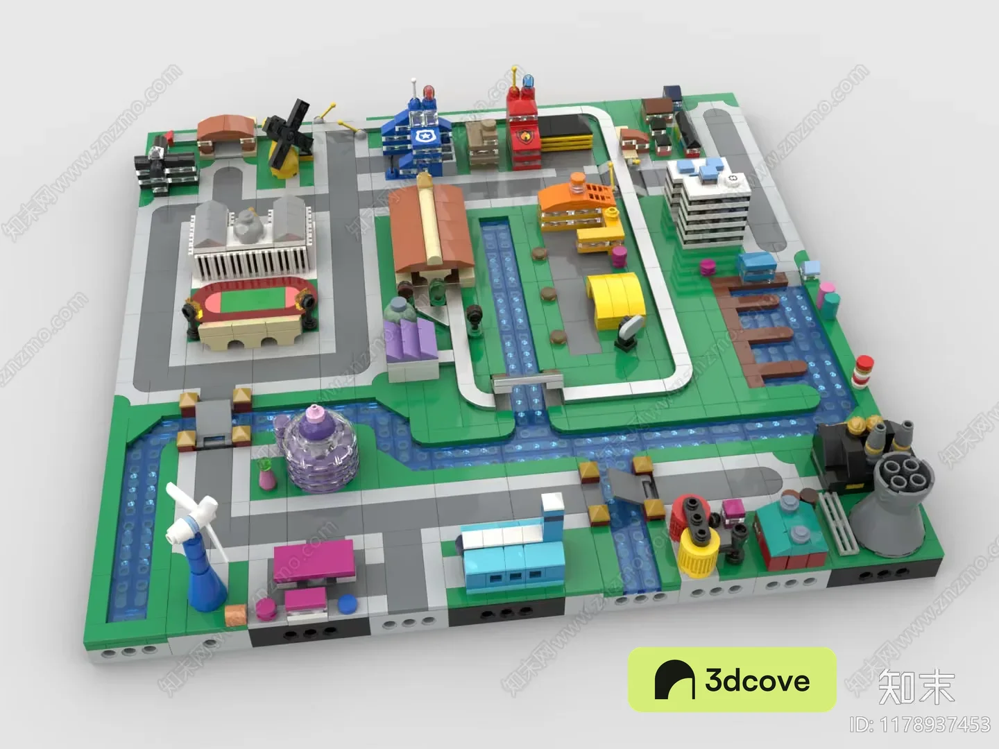A Colorful Lego Cityscape