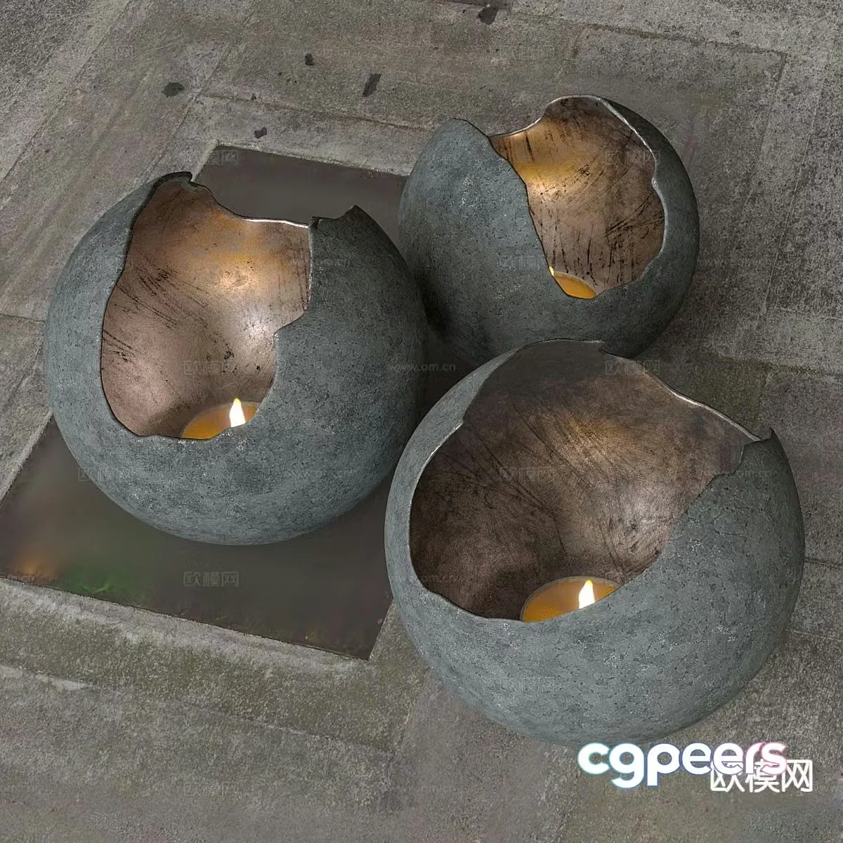 Industrial style eggshell candlestick lamp 3d model