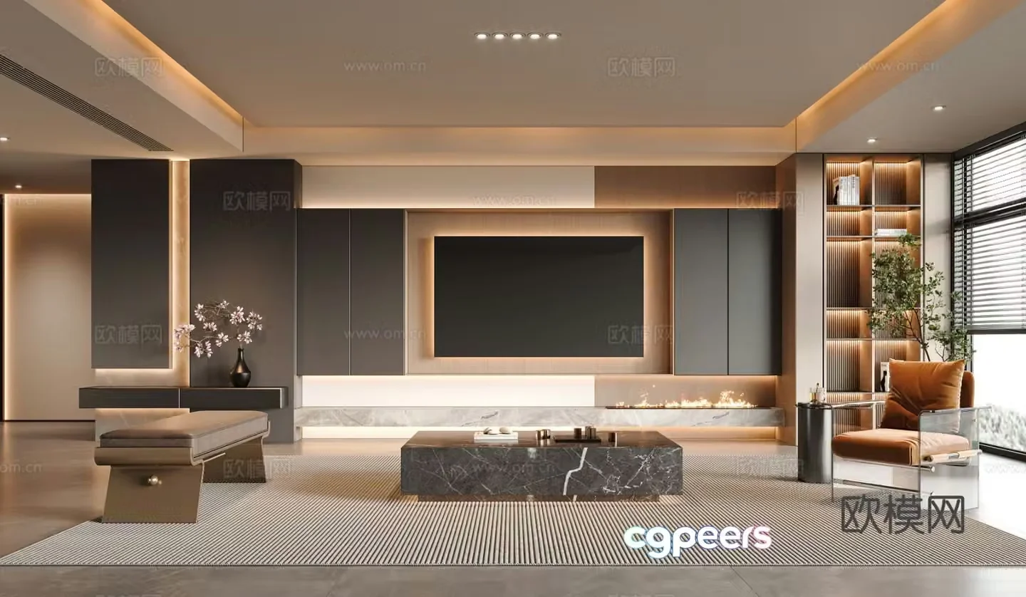 Italian living room TV background 3d model