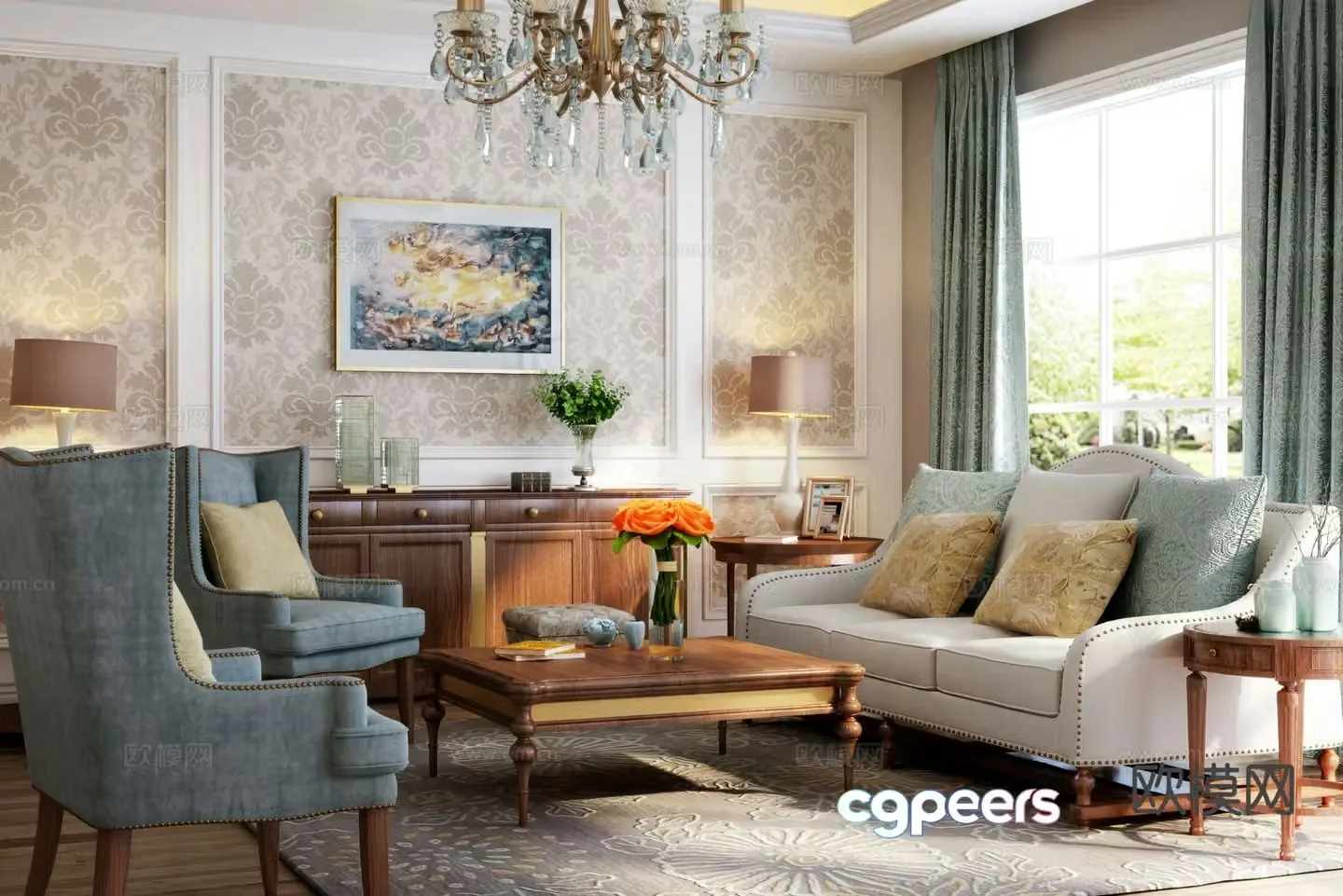 Neoclassical living room 3d model
