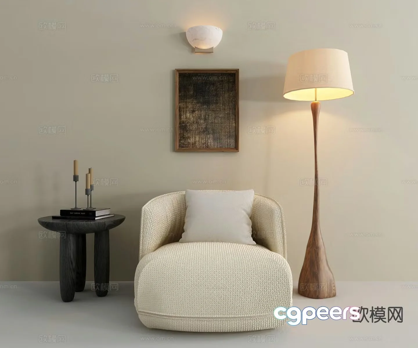 Wabi-sabi single sofa 3d model