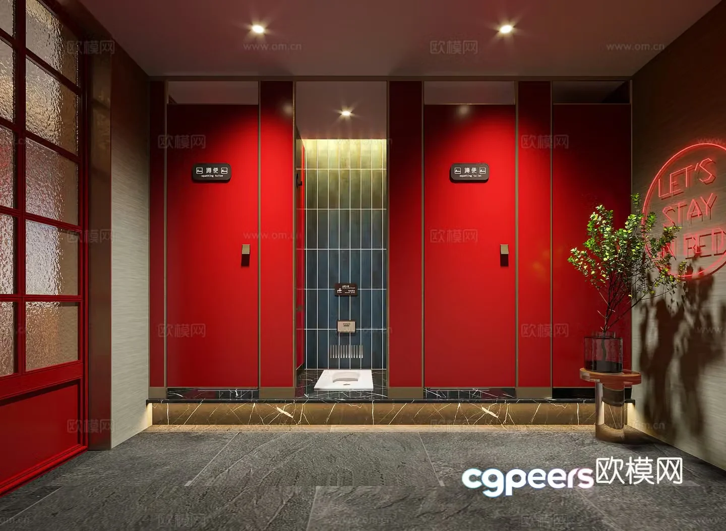 Modern public bathroom 3d model