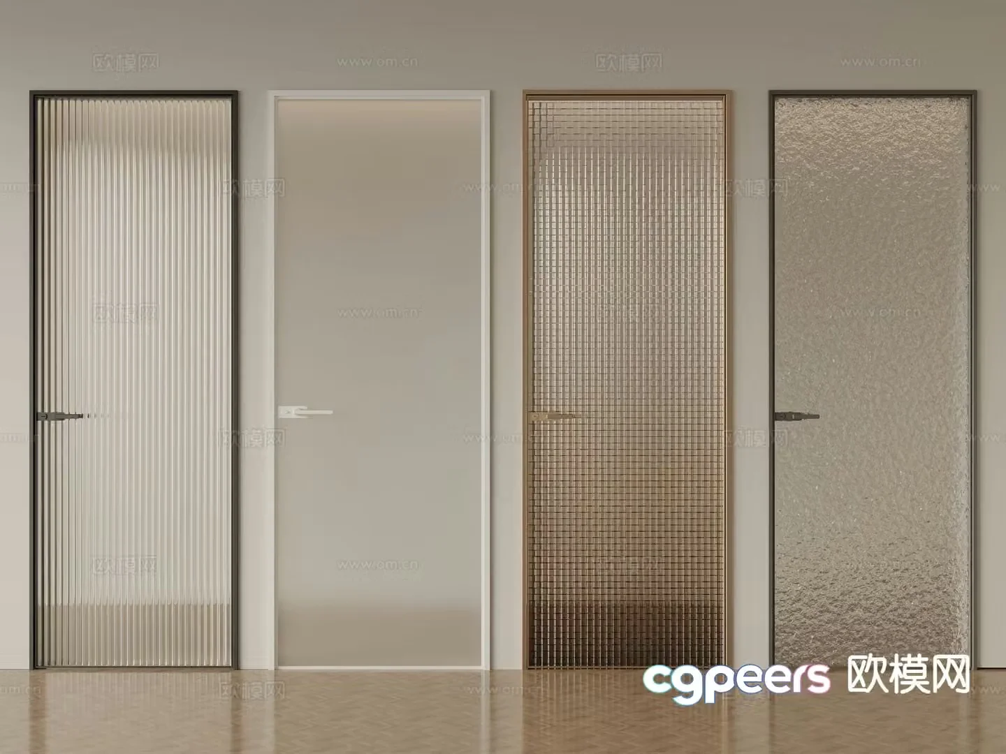Modern single door bathroom door Changhong glass door 3d model
