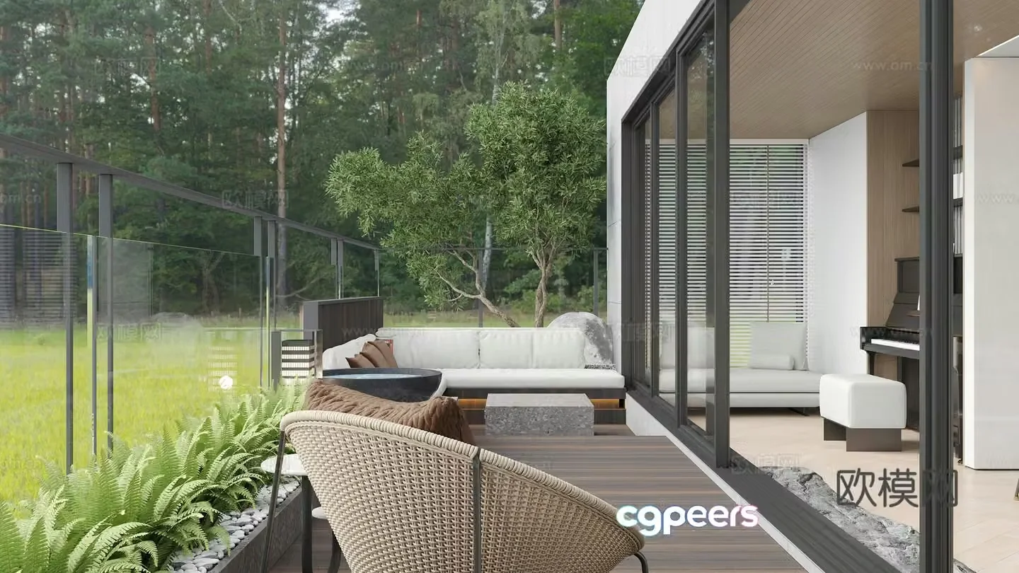 Modern leisure balcony 3d model