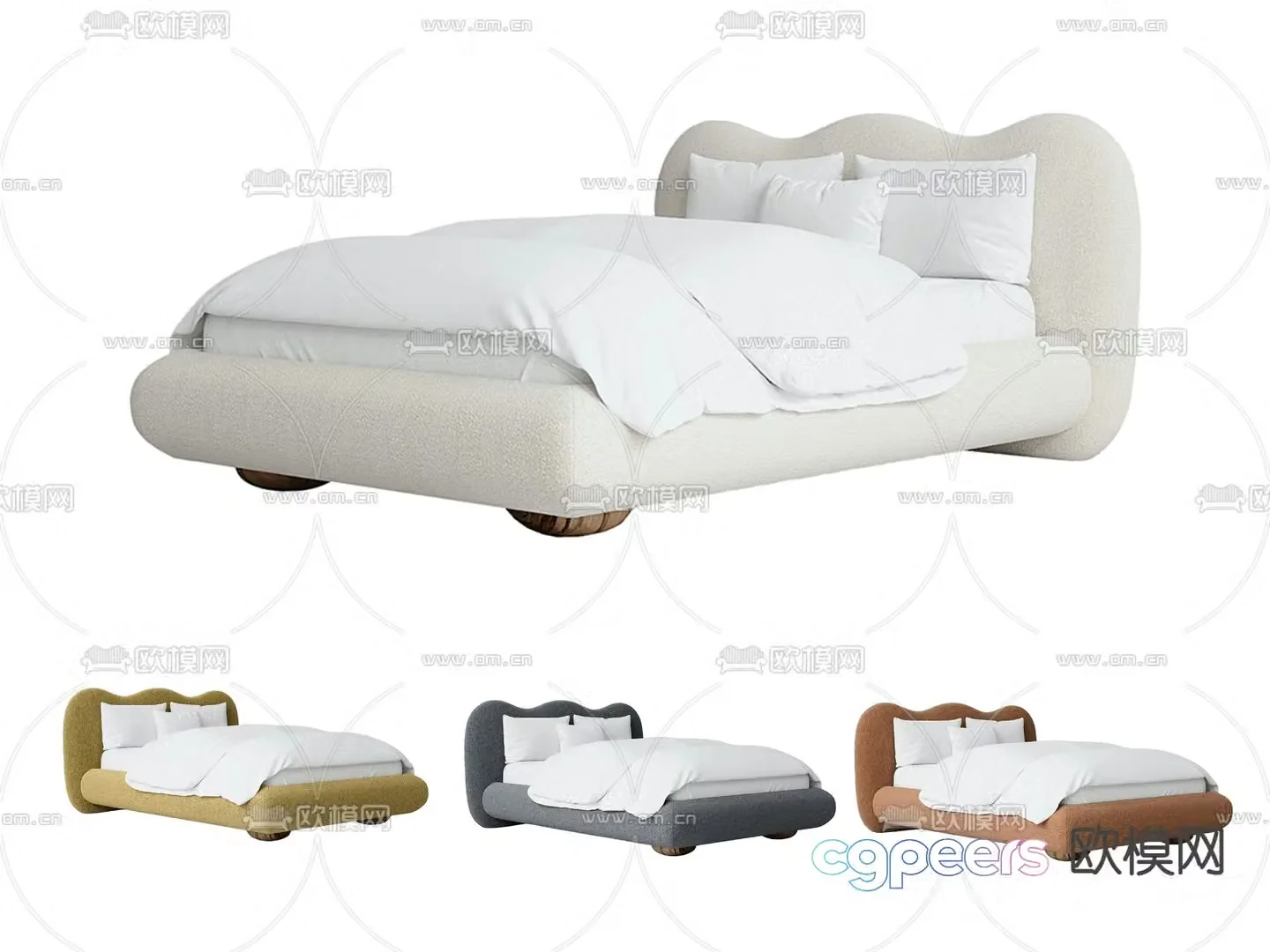 Cream style children’s bed 3d model