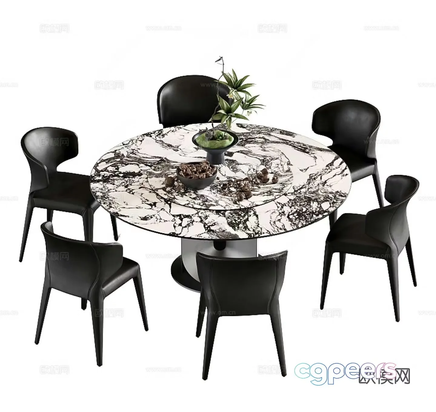 Modern round dining table and chair 3d model