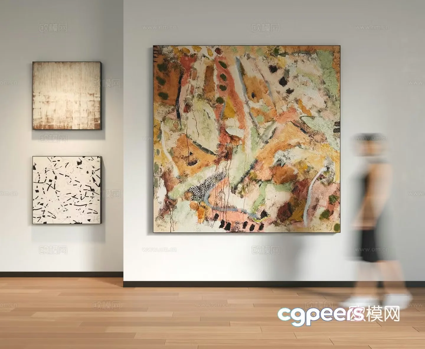 Modern abstract hanging paintings wasabi style texture hanging paintings background wall porch hanging paintings 3D model