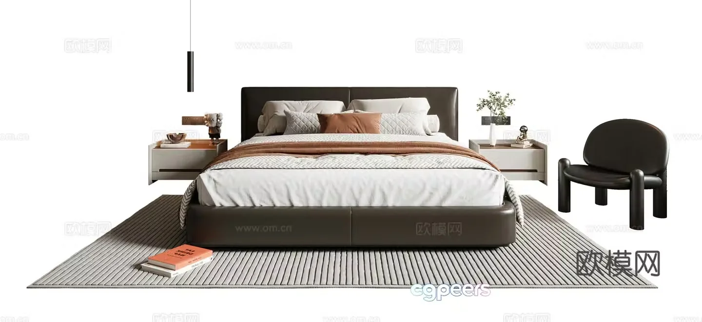 Italian double bed 3d model
