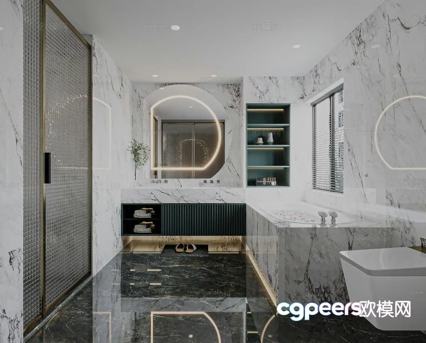French bedroom bathroom 3d model
