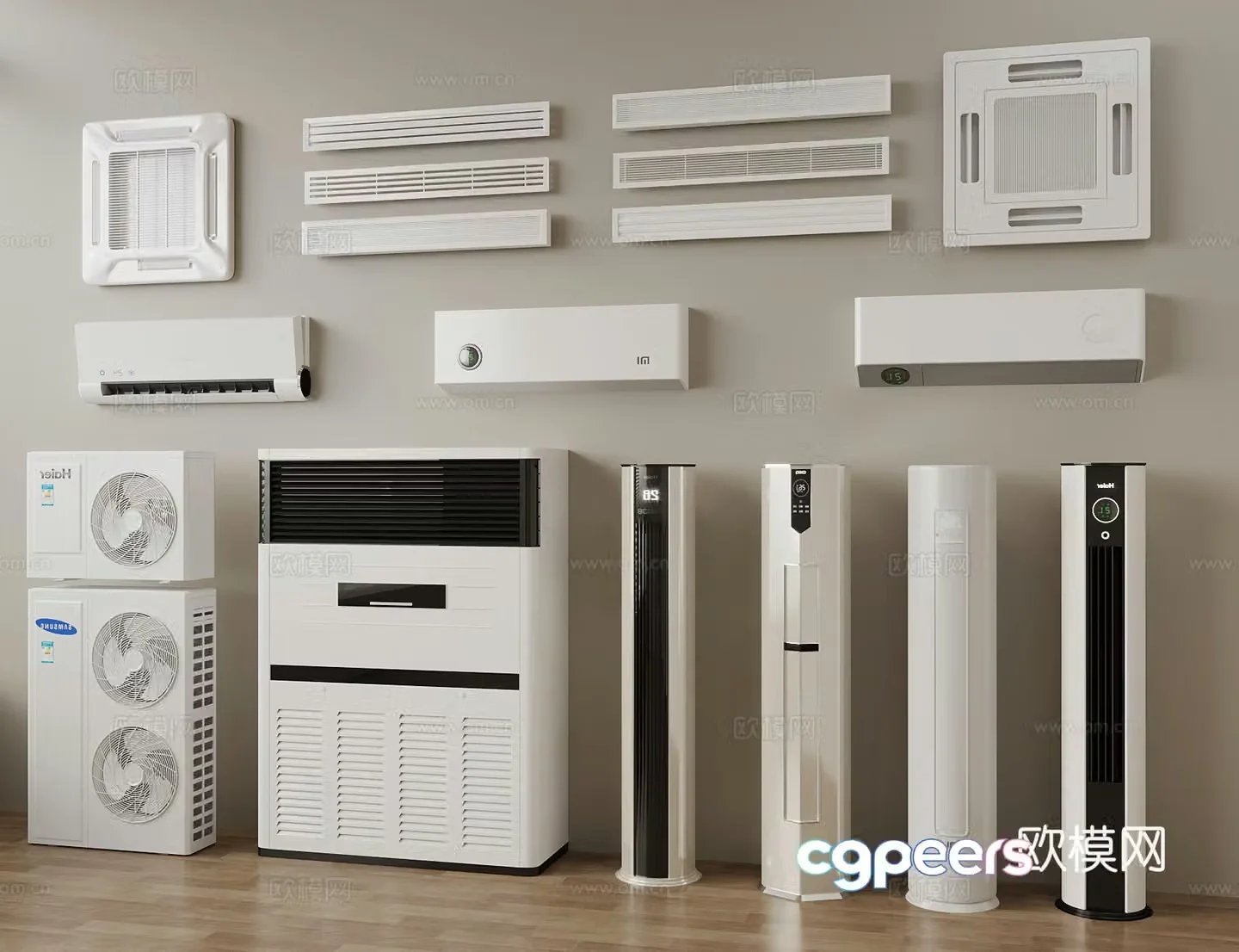 Modern wall-mounted air conditioner vertical air conditioner 3D model