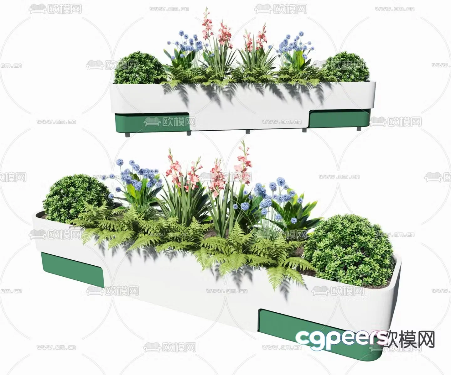 Outdoor flower box flower bed 3d model